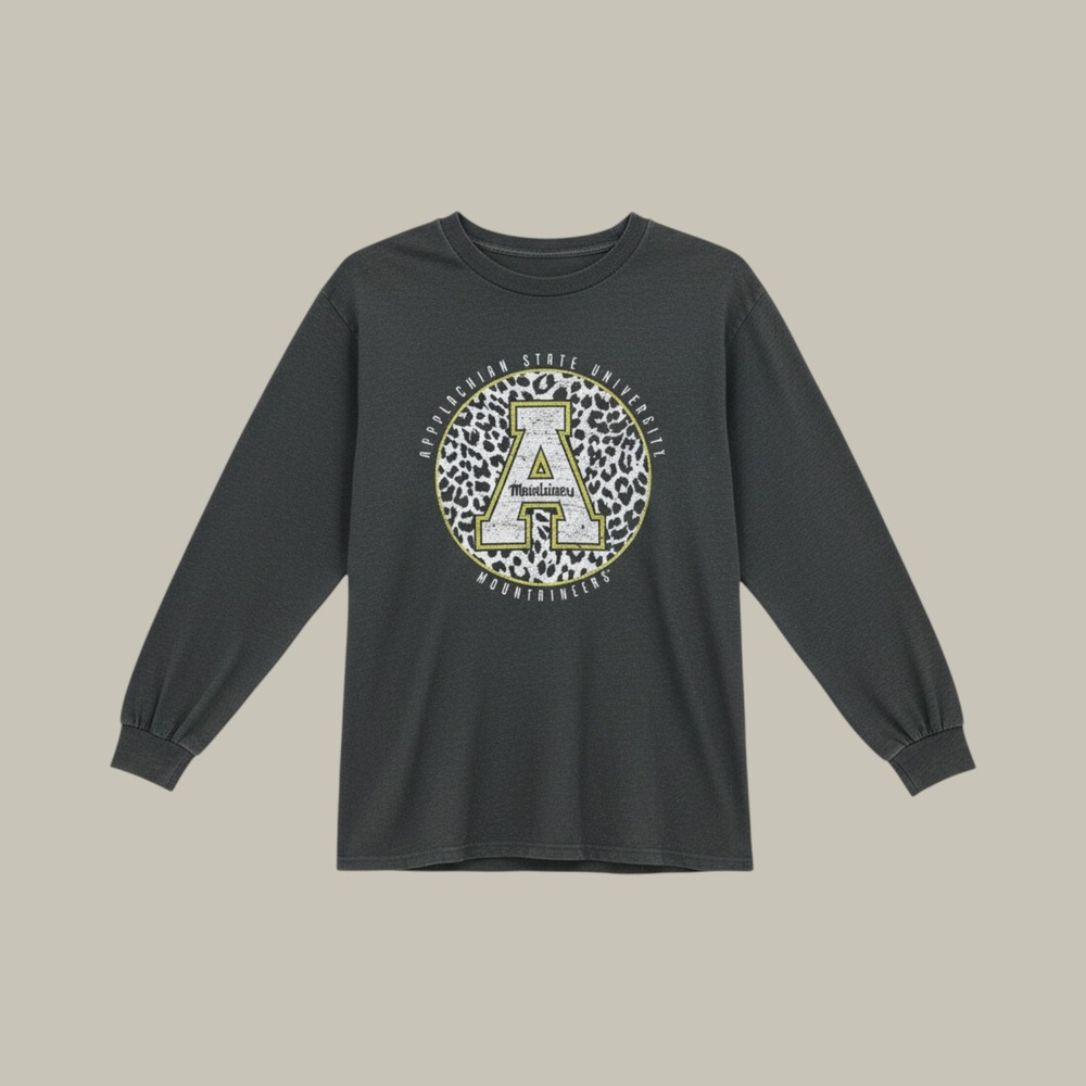 NWT Fanatics Appalachian State Mountaineers Womens Gray T Shirt XL Leopard Print